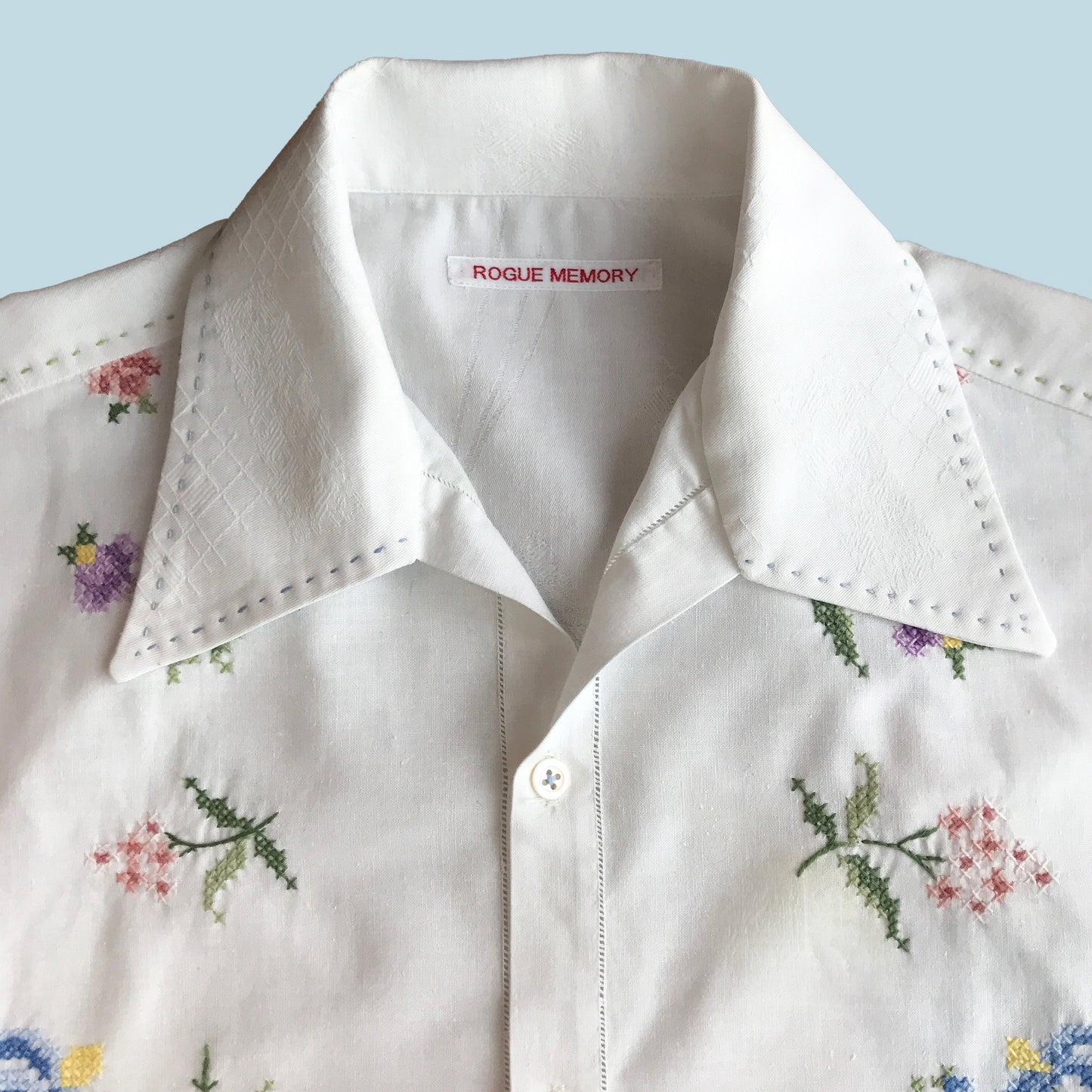 Men's Cross Stitch Embroidered Shirt