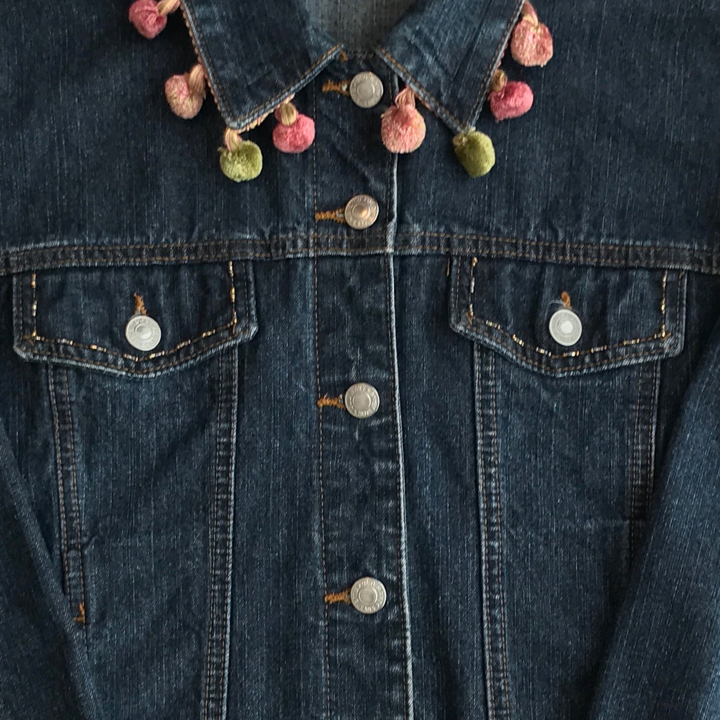 Vintage Floral Needlepoint Jean Jacket