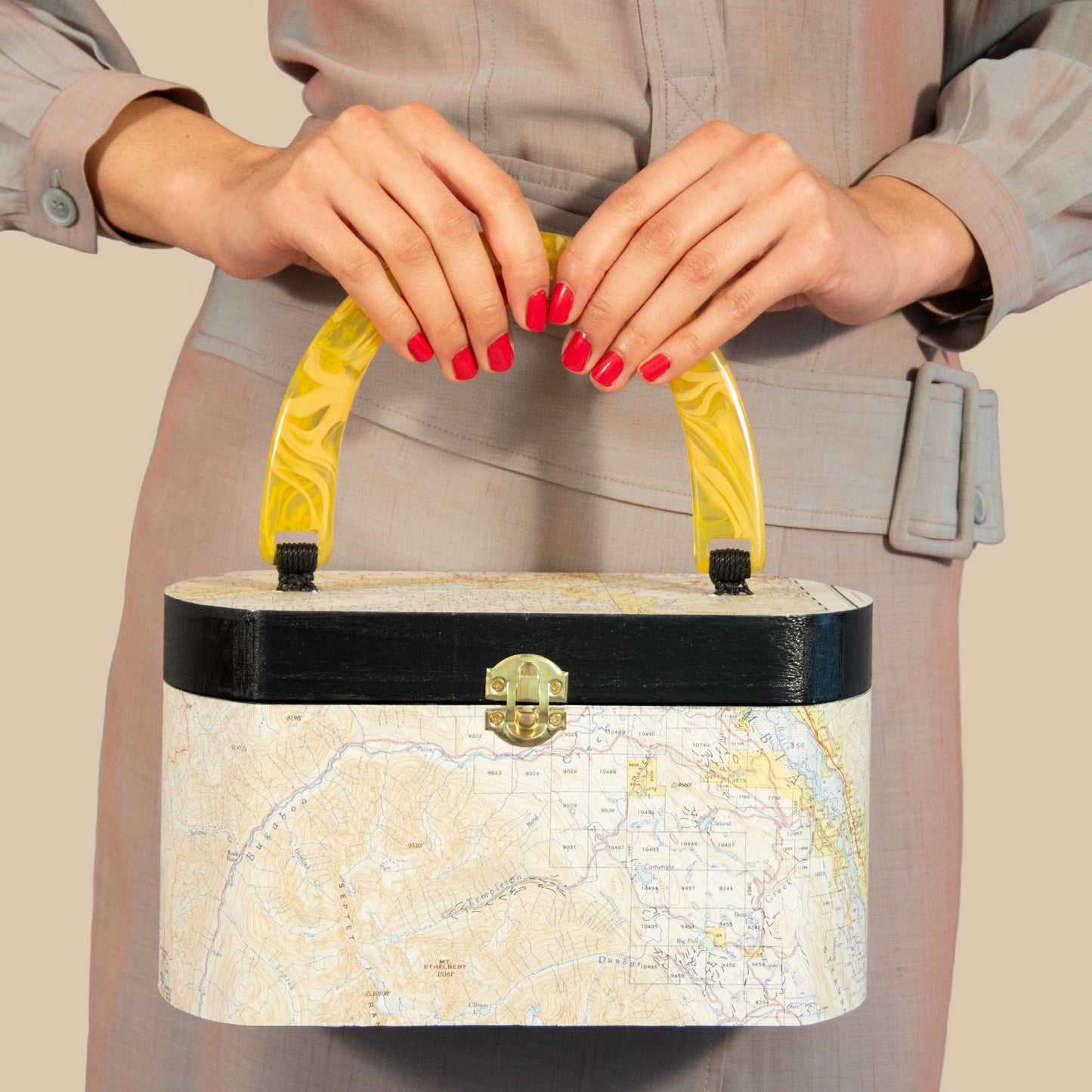 Vintage Map Découpage Box Purse