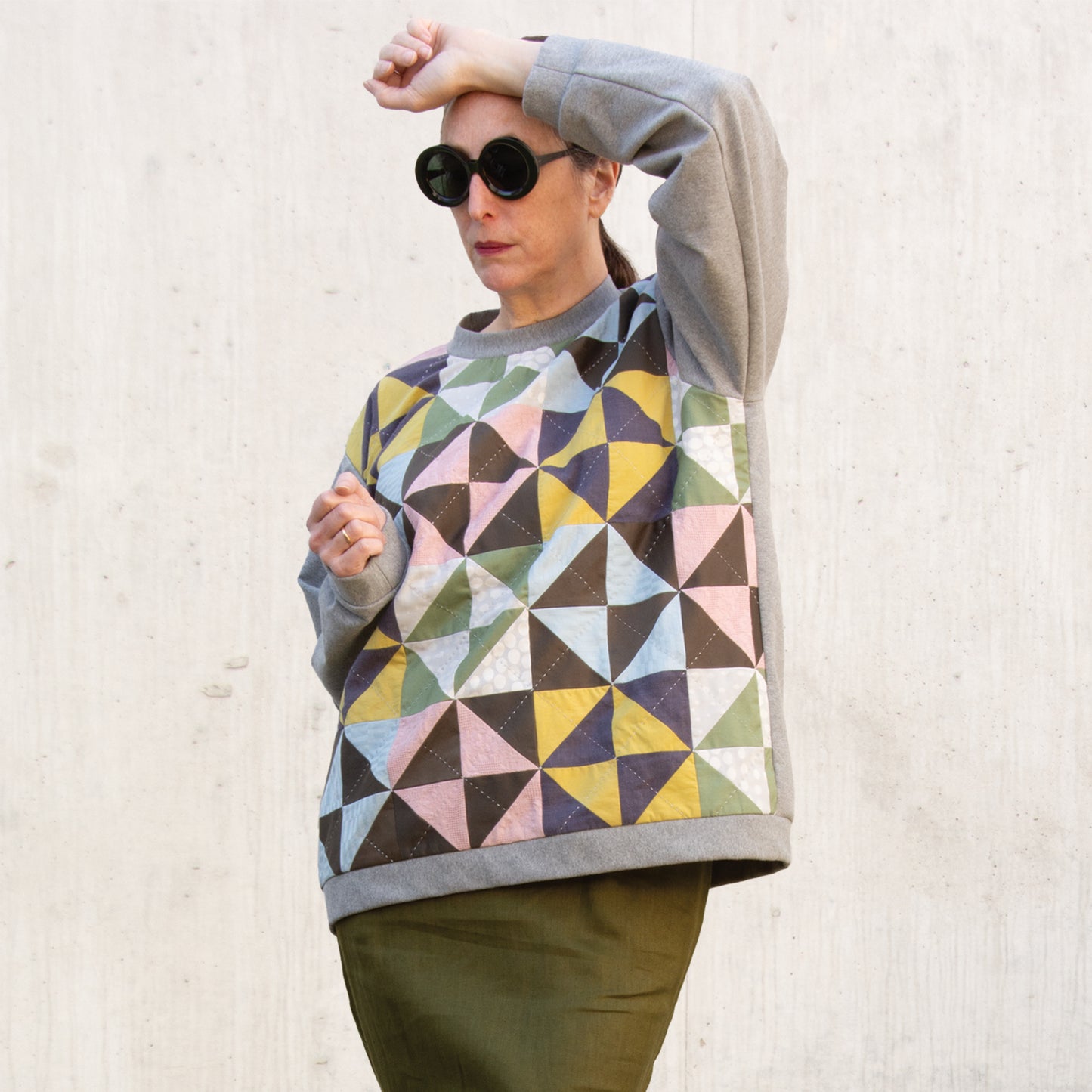 Quilted Patchwork Sweatshirt