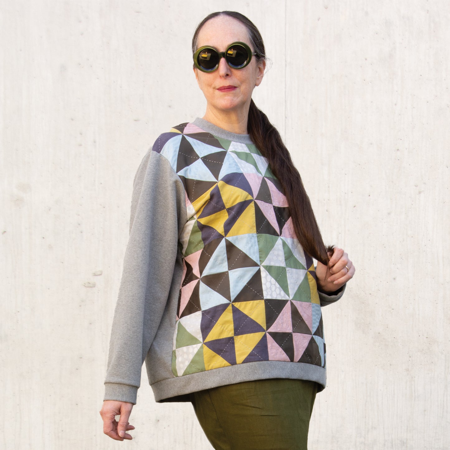 Quilted Patchwork Sweatshirt
