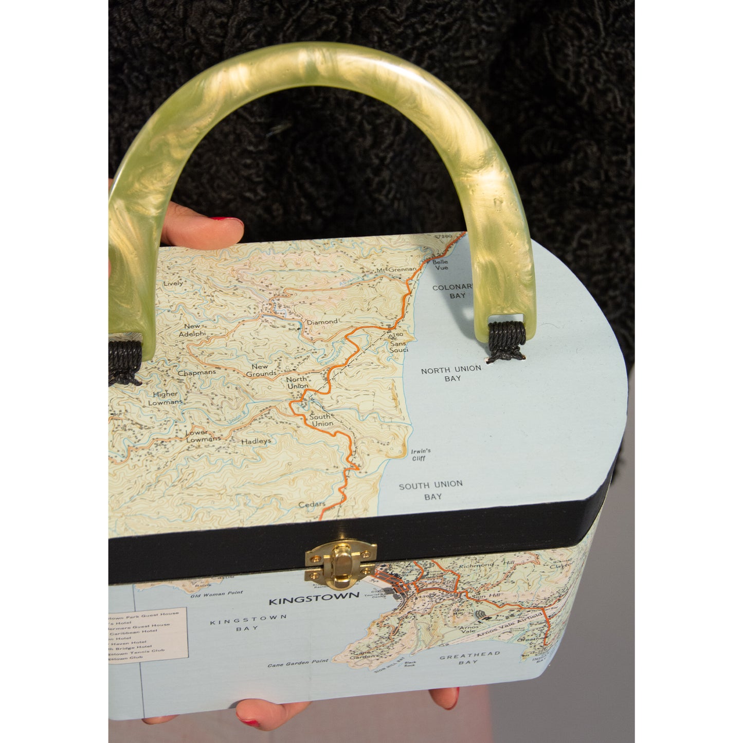 Vintage Map Découpage Box Purse